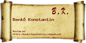 Benkő Konstantin névjegykártya
